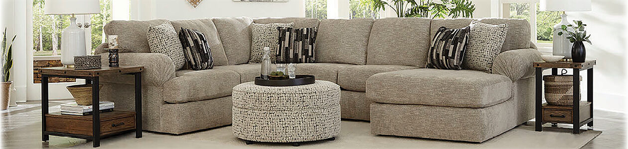 Tennessee Custom Upholstery 8250 Abbie sectional sofa with ottoman.